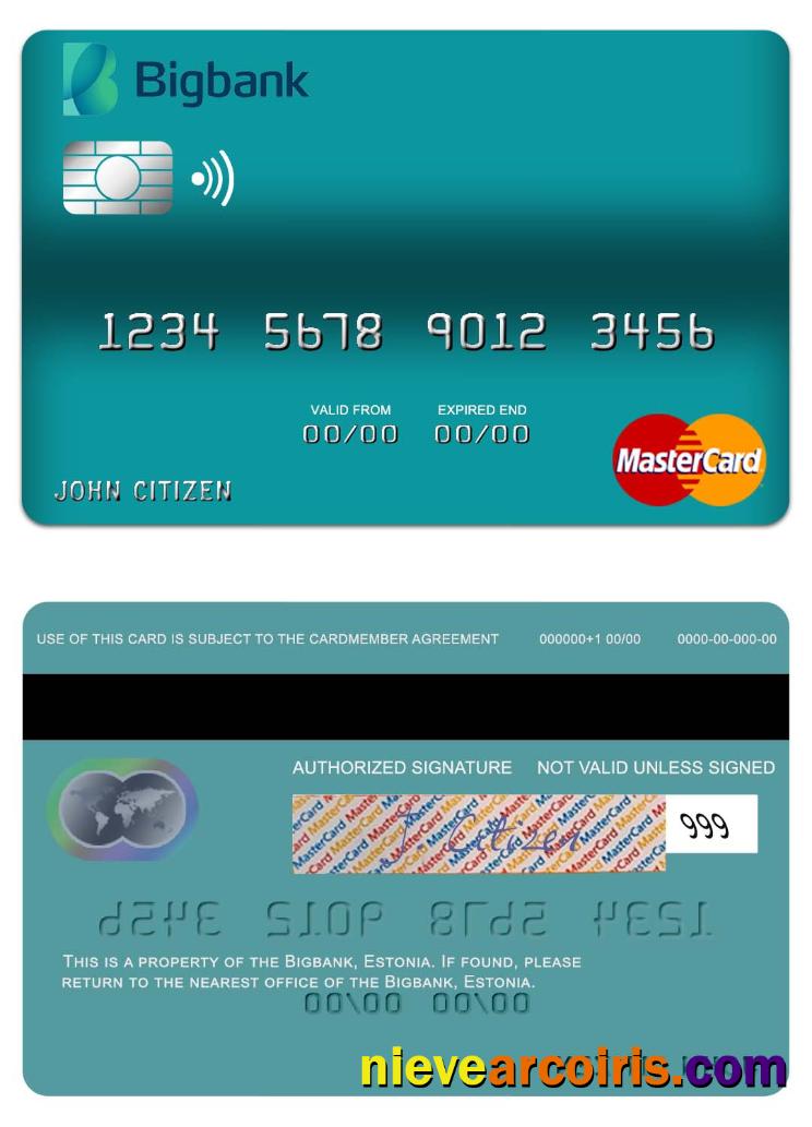 Estonia Bigbank mastercard